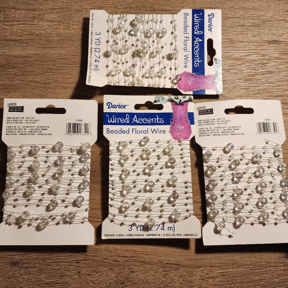 4 pk. Darice-Beaded floral wire